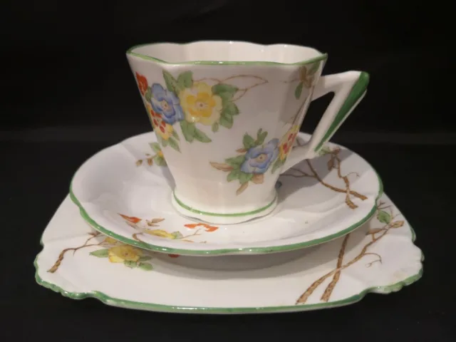 Royal Albert Art Deco Hand-painted Tea Cup Trio c1927-34