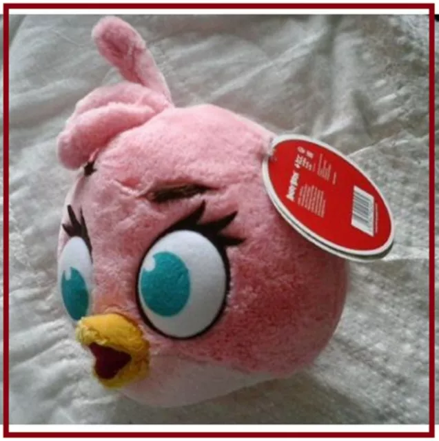 Peluche Stella ANGRY BIRDS oiseau ROSE - VELOURS - 25 cm - NEUF 3