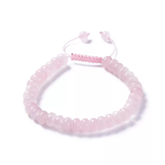Natural Adjustable Rose Quartz Braided Macrame Cord Bracelet UK