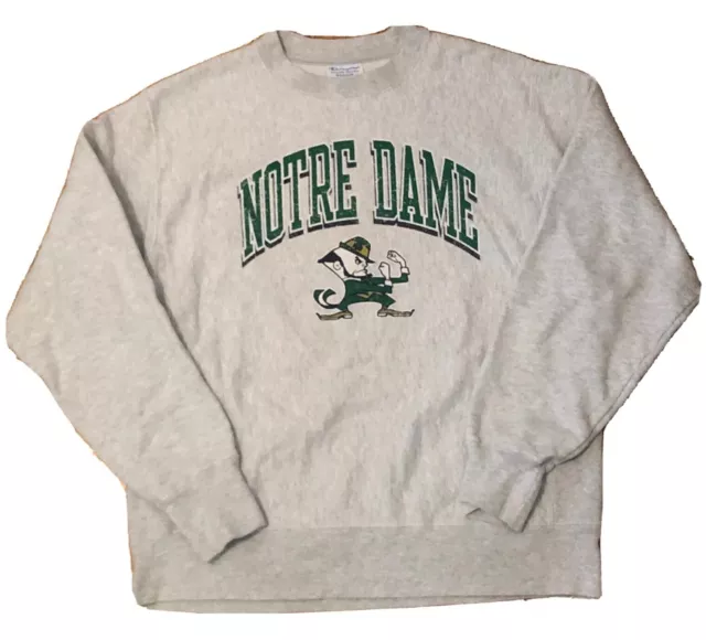 VINTAGE Champion Reverse Weave Crewneck Sweatshirt NOTRE DAME IRISH 90s MEDIUM M