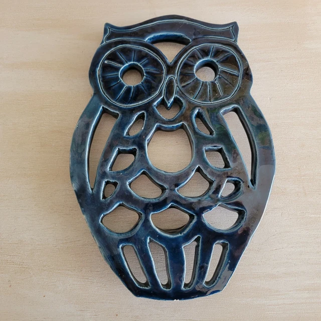 Chouette Sculptée En Corne Véritable – Fait Main – Vintage état Parfait