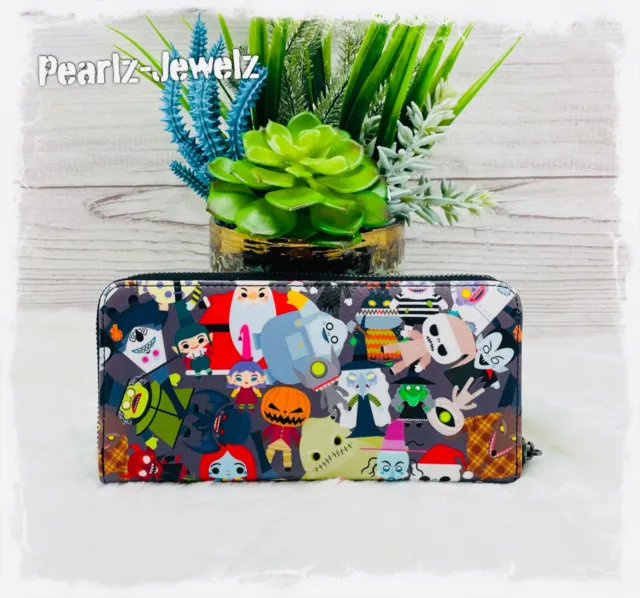 Loungefly Nightmare Before Christmas NBC Chibi Character Toss Print Zip Wallet