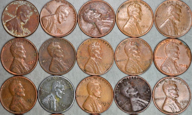 Lincoln Wheat Cent Lot of 50 Coins with 30's 40's 50's 3