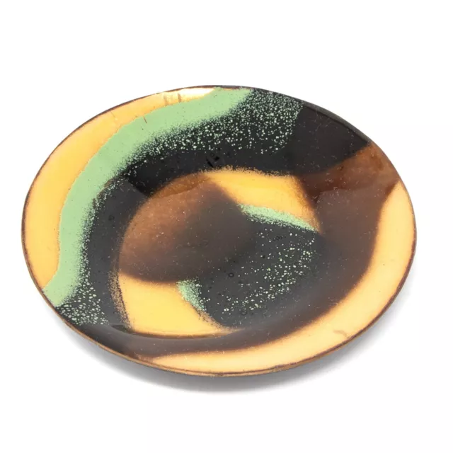 Vintage Mid-Century Modern Enamel Over Metal Abstract Trinket Dish Small