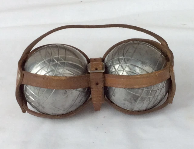 SOLD ! Rare PAIR of Pétanque Balls ~ Antique Nailed Boules Cloutées Lyonnaises ~ French Ball Game