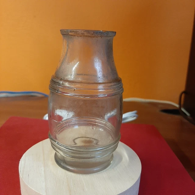 ANTIQUE MUSTARD BARREL BOTTLE 4 & 1/4" Tall Food Jar