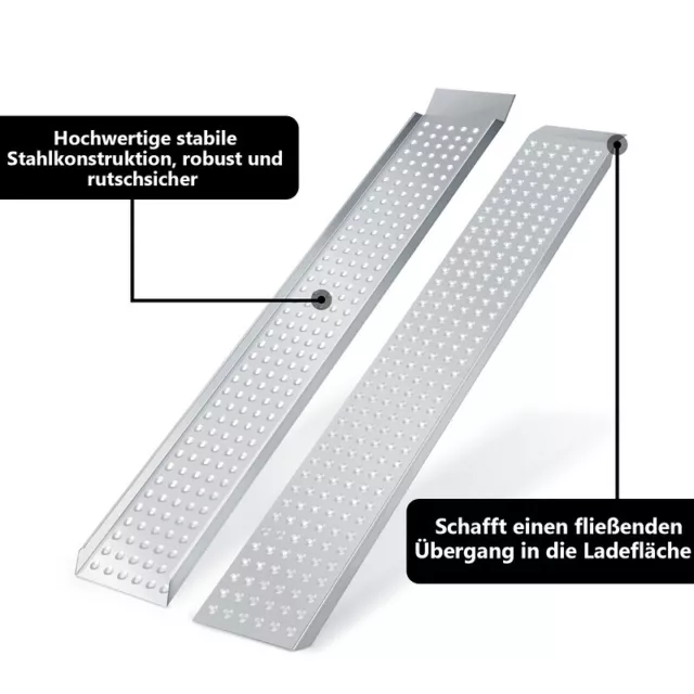 2X Auffahrrampe Anhängerrampe Laderampe Auffahrschiene Antirutsch 400kg 160cm 3