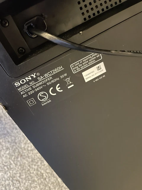 Rectangle Sa SONY SA-WCT260H ACTIVE Wireless Subwoofer 30W RMS Black Rectangular 1 ...