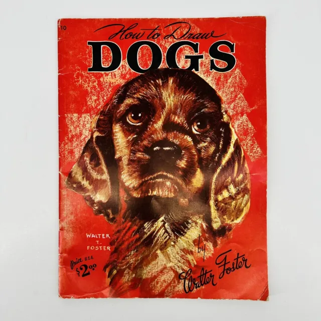 Instrucción de arte vintage Cómo dibujar perros de Walter Foster de gran tamaño