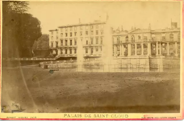 France Hauts-de-Seine Palais De Saint-Cloud Vintage Print Carte Cabinet. Tirag