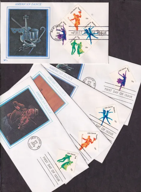 1978 American Dance Sc 1749-1752 & 1752a Western Silk set of 5 different FDCs