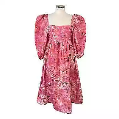 Ulla Johnson Women's Size 8 Pink Leilani Puff Sleeve Floral Midi Dress