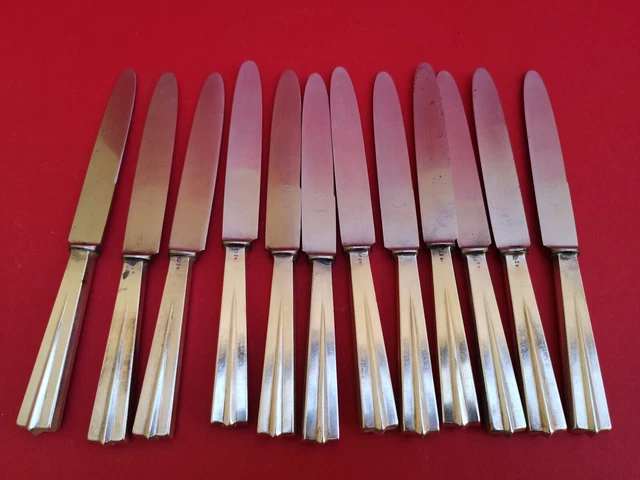 Lot De 12 Couteaux à Fruits ARGENTAL – Manche Métal Argenté, Art Déco