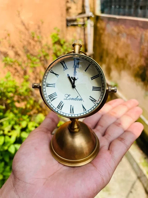 Reloj vintage mecánico de latón mesa escritorio mini reloj decorativo coleccionable