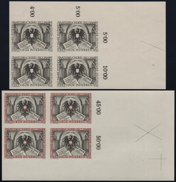 Österreich ANK 1020 PU+U MICHEL 1011 PU+U Staatsdruckerei UNGEZÄHNT SEHR SELTEN