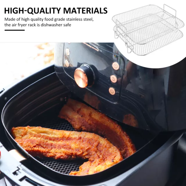 Air Fryer Rack 2 Layer Air Fryer Dehydrator Rack Stainless Steel Grill ~