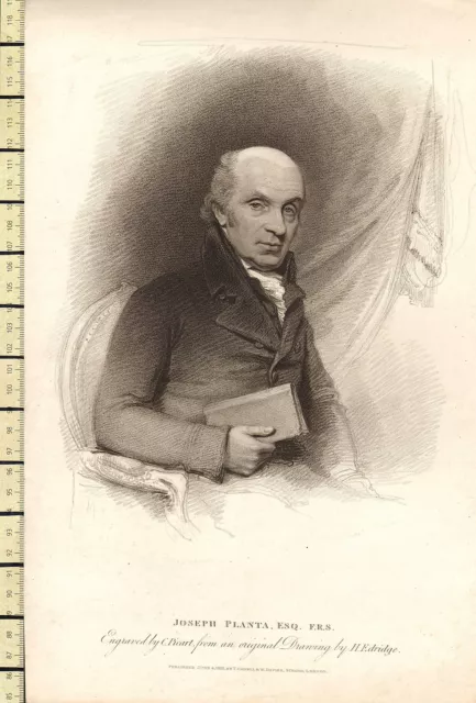 1812 Georgiano con Fecha Estampado ~ Joseph Planta Esq Retrato