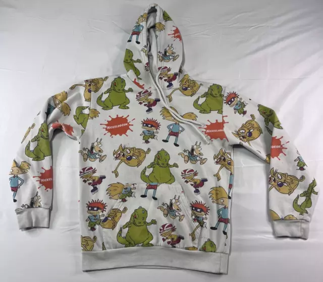 NICKELODEON HOODIE SIZE Small White Rugrats/Reptar/Ren & Stimpy All ...