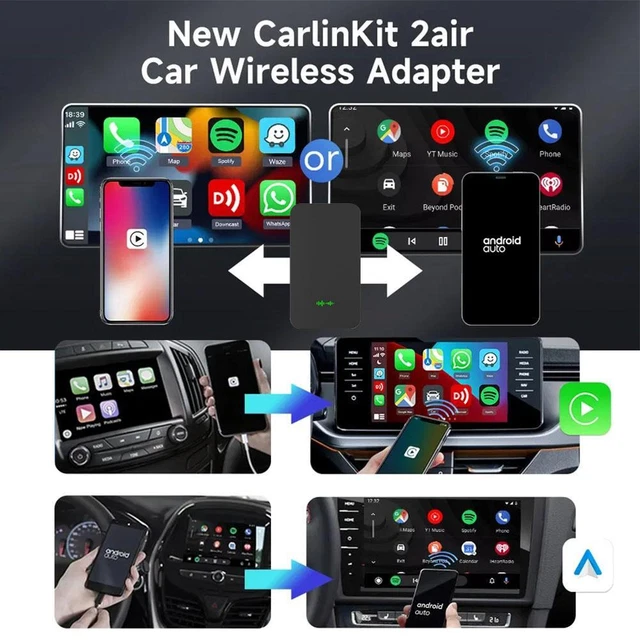 Adaptateur Sans Fil CarPlay & Android Auto VOSFEEL - USB-C/USB-A - Connexion Automatique - Compatible IOS 10+ Et Android 11+
