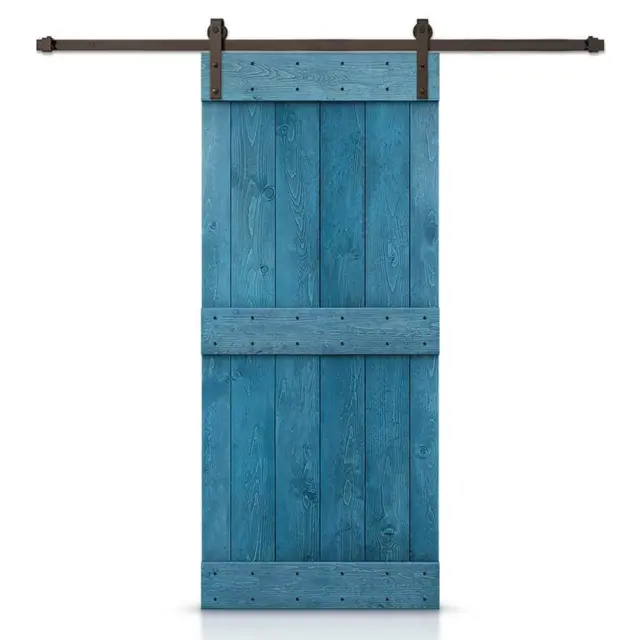 CALHOME Barn Door w/ Hardware Kit 48"Wx 84"H Wood Solid Core + Easy Install Blue