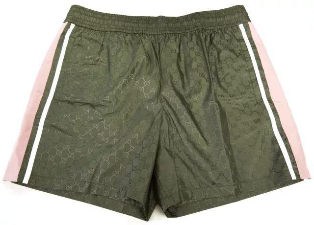 GUCCI 820$ GG Nylon Jacquard Swim Shorts In Forest Green