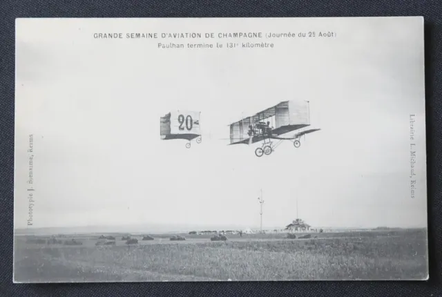 1909 CPA Postcard Great Aviation Week Champagne PAULHAN Airplane
