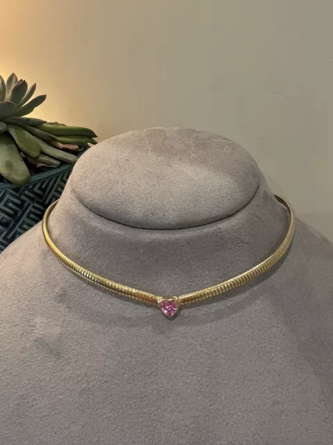 Nadri Collar Necklace gold (pink heart) Nadri Collar Necklace gold (pink heart)