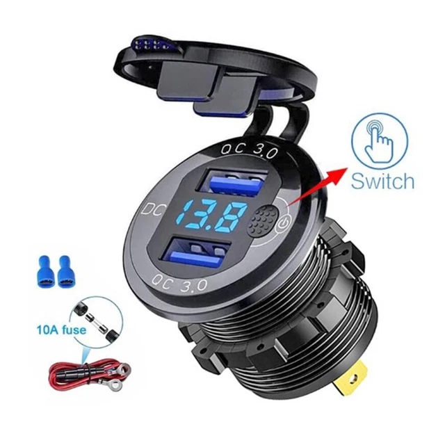 Compatibile con modelli 12 V-24 V guscio in alluminio ricarica rapida caricatore auto