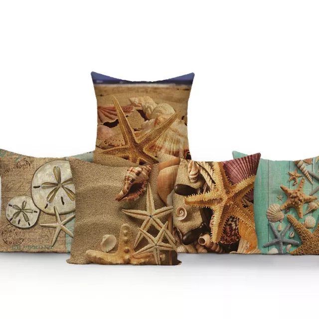 Mediterranean Ocean Shell Starfish Cushion Cover Sea Beach Style Pillow Cases