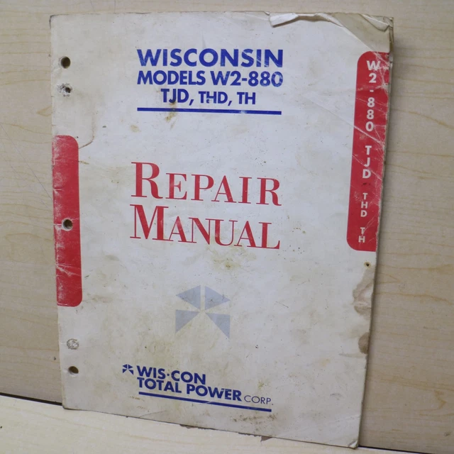 WISCONSIN AIR-COOLED HEAVY DUTY ENGINES Instruction Book Parts List Model S 8 D