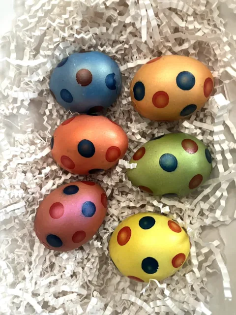 Easter eggs set of 6 wooden painted eggs Polka Dot Pastel easter decor for home