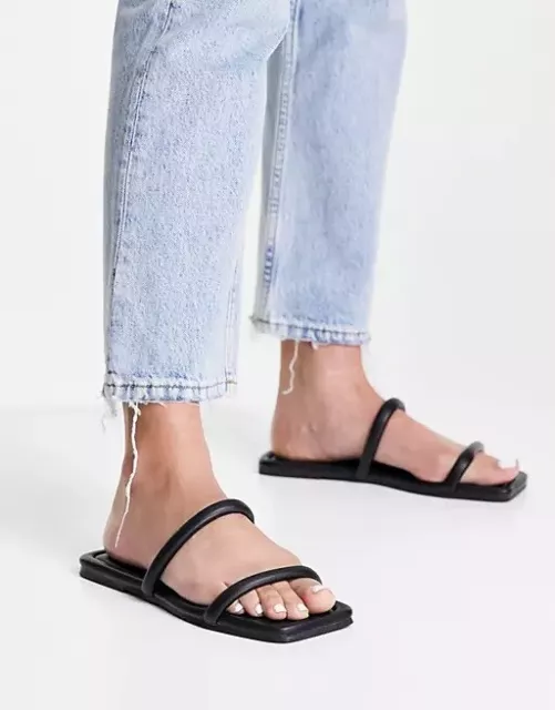 Topshop Polly Tubular Double Strap Sandal in Black size 36.5/6 2