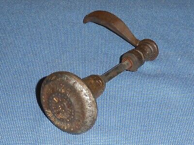 Rare Early Old All Hand Forged Wrought Iron Door Knob Set Lever And Decorated
