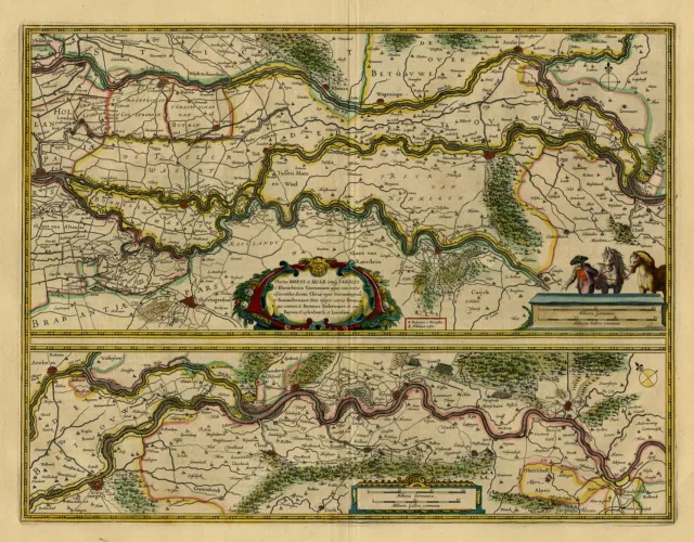 Antique Print-RHENI ET MOSAE-RHINE-WAAL-MAAS-RIVERS-Blaeu-c. 1635