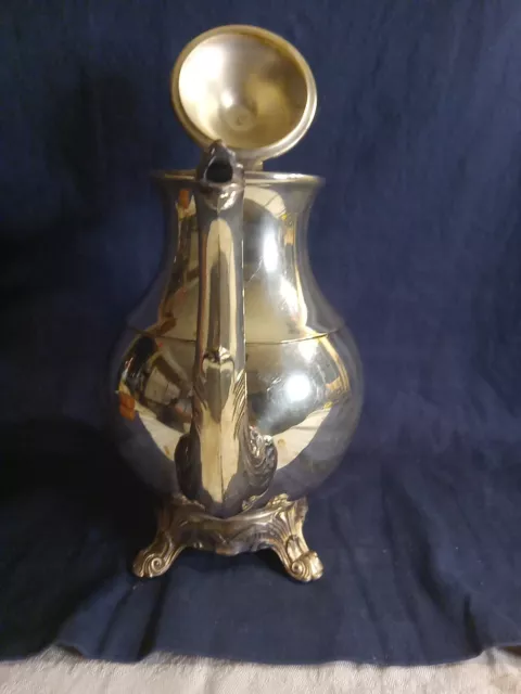 Vtg FB Rogers Silver Co 1883 Plated Ornate Footed Tea Coffee Pot 2391 hinged lid 3