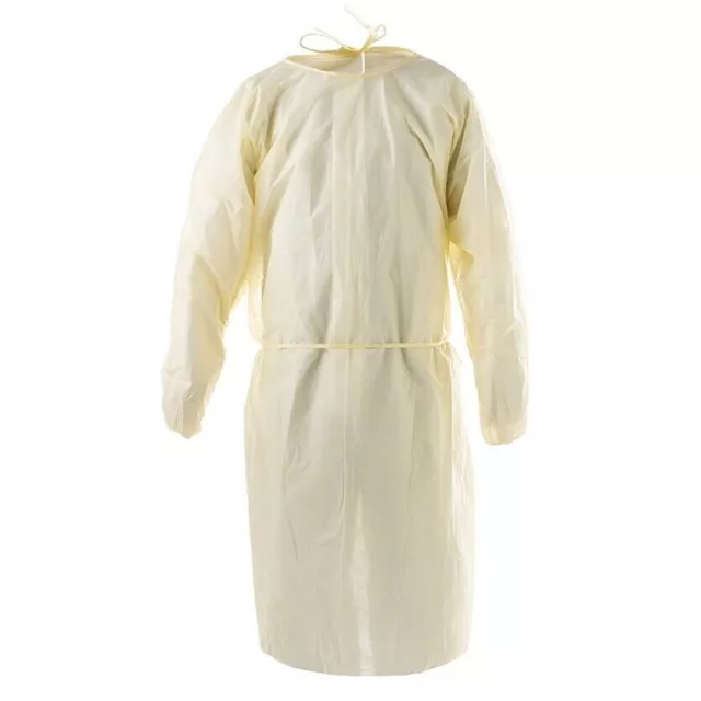 100 Pack Yellow Isolation Gown Size Large SMS 23 gsm