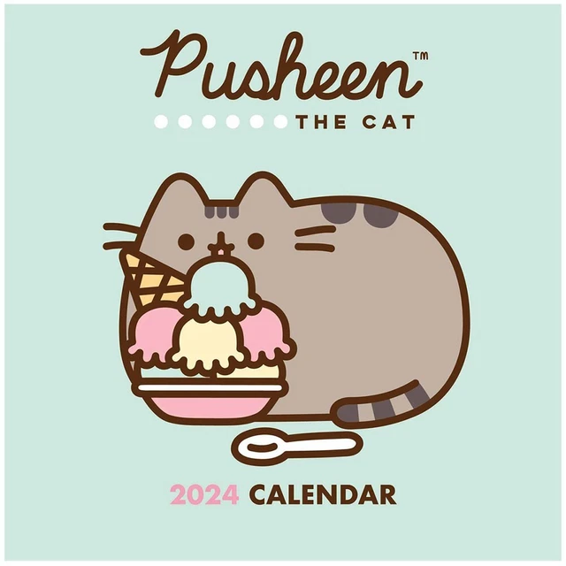 PUSHEEN THE CAT 2024 Calendar, Month to View Square Wall Hang Calendar