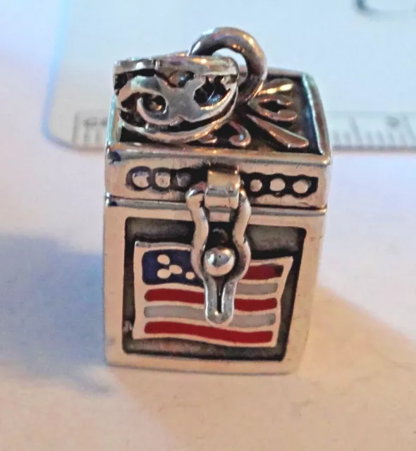 Sterlingsilber 20x16mm 10g Gebetskox US Flagge Kreuz Herz christlicher Fisch Charm