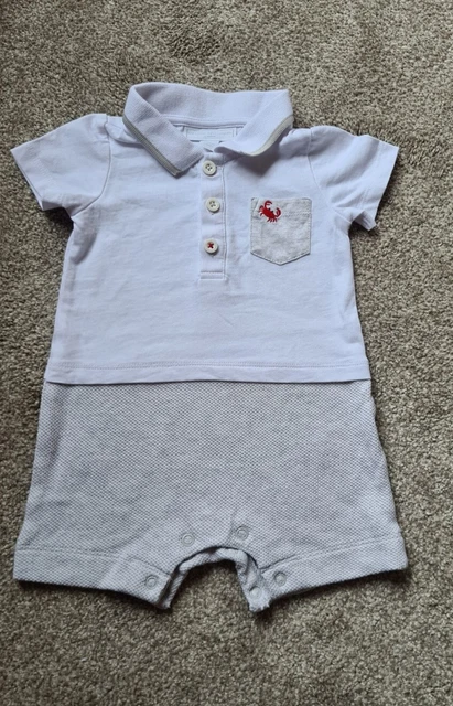 Little White Company Polo Top Romper 0-3 Months NWT - washed