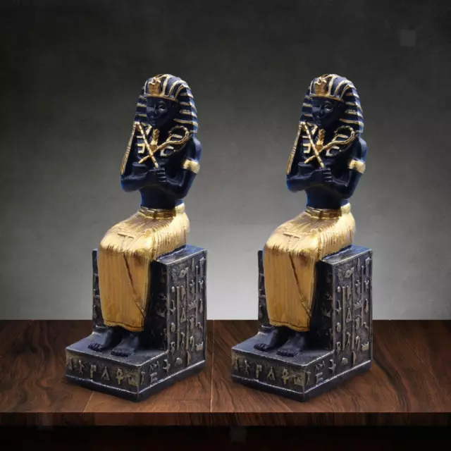 2x figurine de pharaon égyptien en résine sculpture pour décor de table