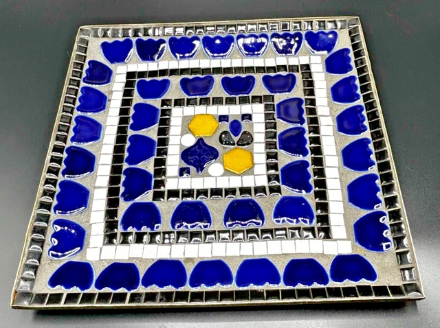Boho Tin & Multi Color Tile Mosaic Porcelain Ceramic 11 1/2 x 11 1/2 Vanity Tray