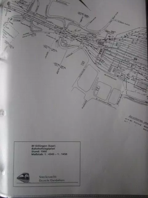 Bahnhof  Gleisplan im Großformat Dillingen Saar 1960