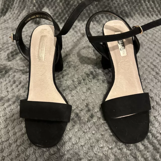 Black Cross Strap Block Heels - Matalan