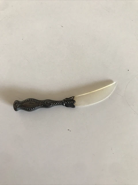 Couteau Ancien Manche Bois Sculpté Grue Japonaise – Avec Fourchette Inox