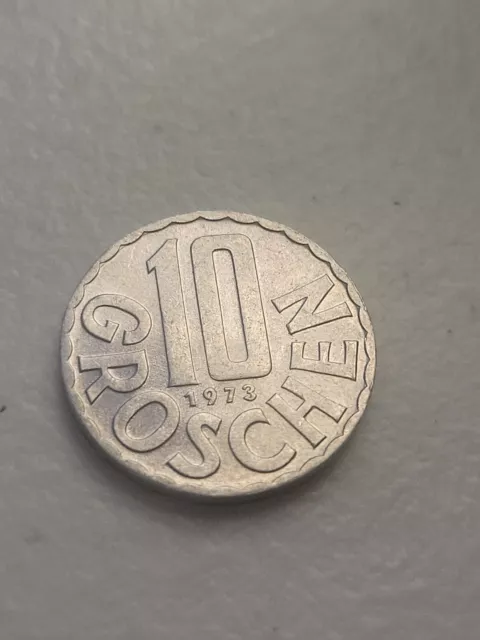 1973 Austria 10 Groschen Imperial Eagle Austrian Shield Coin 2