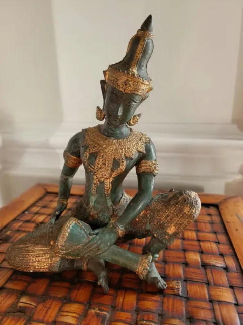 Antique Bronze Gilt Teppanom Thai Musician Statue