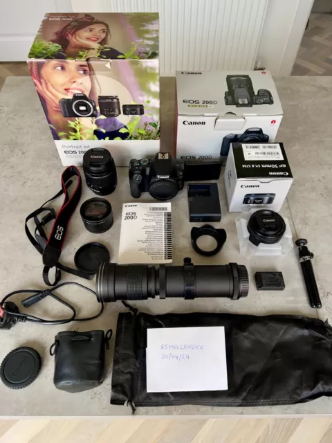 Canon EOS 200D 24.2 MP Digital SLR Camera + 4 Lenses and Extras