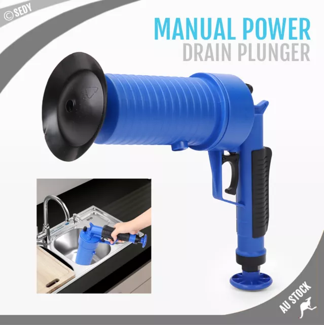Drain Cleaner High Pressure Compressed Air Blaster Pump Manual Plunger Sink Pipe