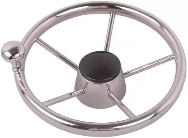 Marine Boat  Stainless Steel 11" Steering Wheel  with Knob Burn-on 5 Spokes