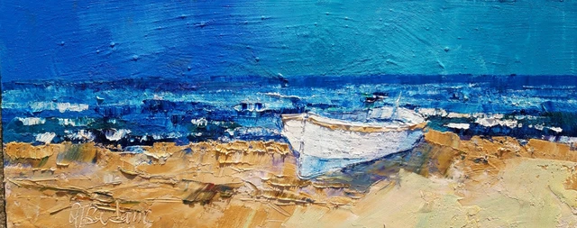Mare e sabbia, olio su tavola, cm.30x70.